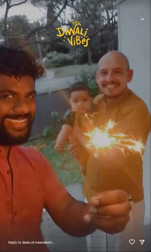 Meenakshi celebrating Deepavali (Diwali) with her Dads