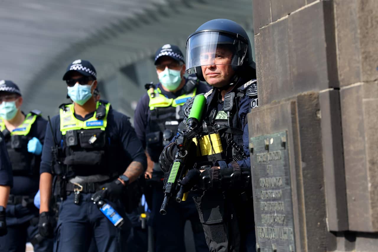 Riot police with their gears