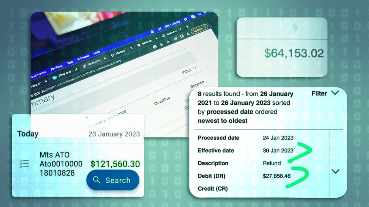 Images showing electronic transfer receipts of large sums of money.