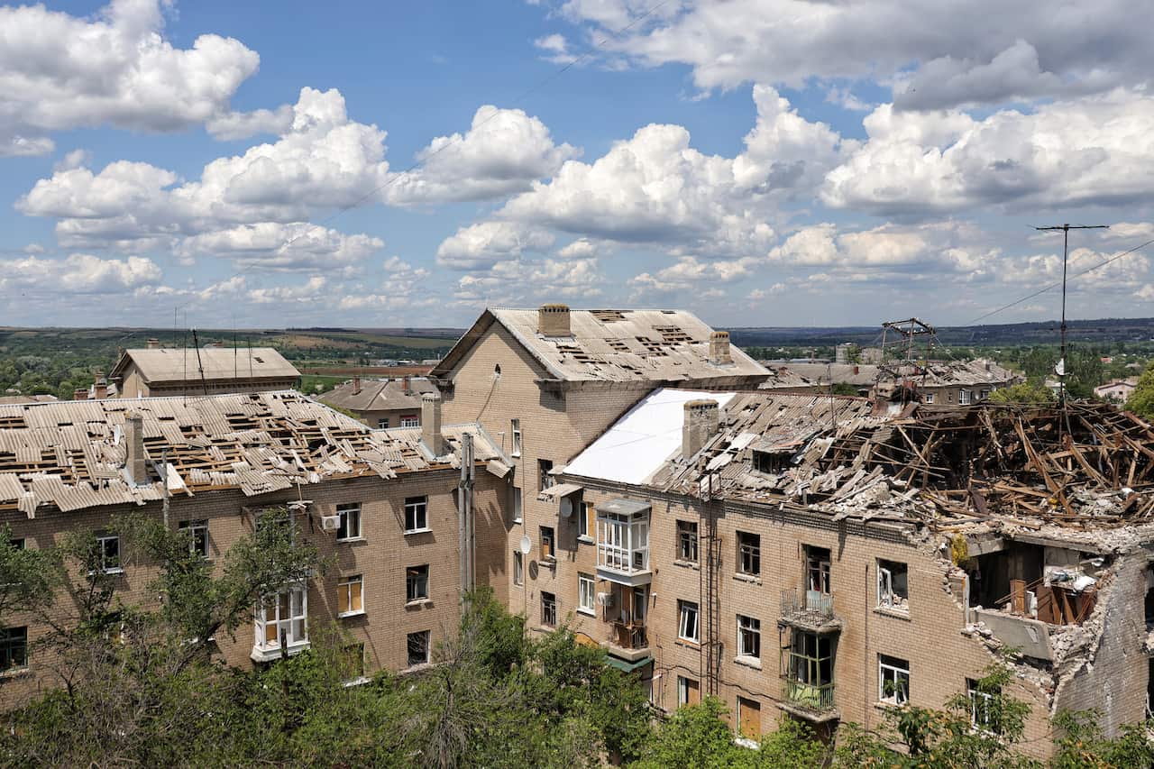 Frontline city of Druzhkivka