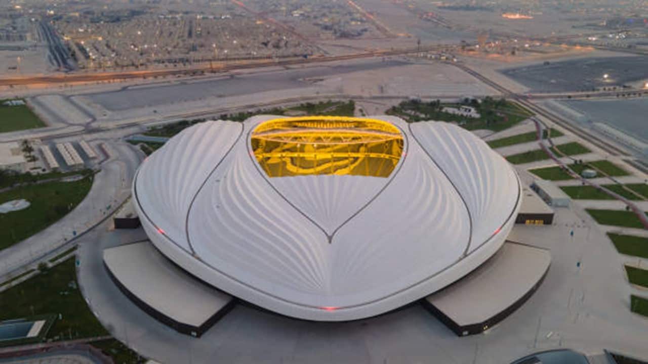 An aerial view of Al Janoub stadium at sunrise on June 21, 2022 in Al Wakrah, Qatar.jpg
