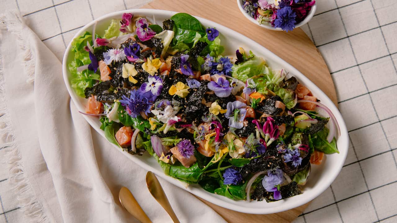Sashimi garden salad with yuzu vinaigrette