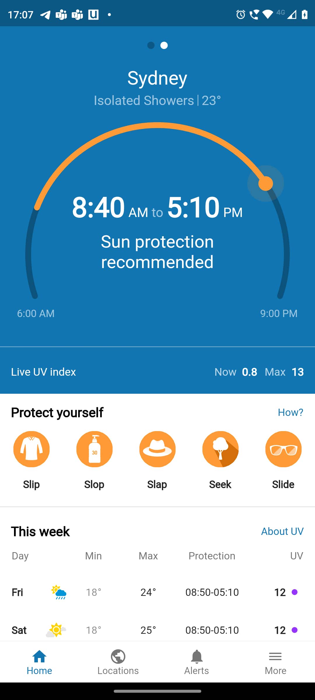 The SunSmart Global UV app provides five-day UV and weather forecasts at searchable locations.