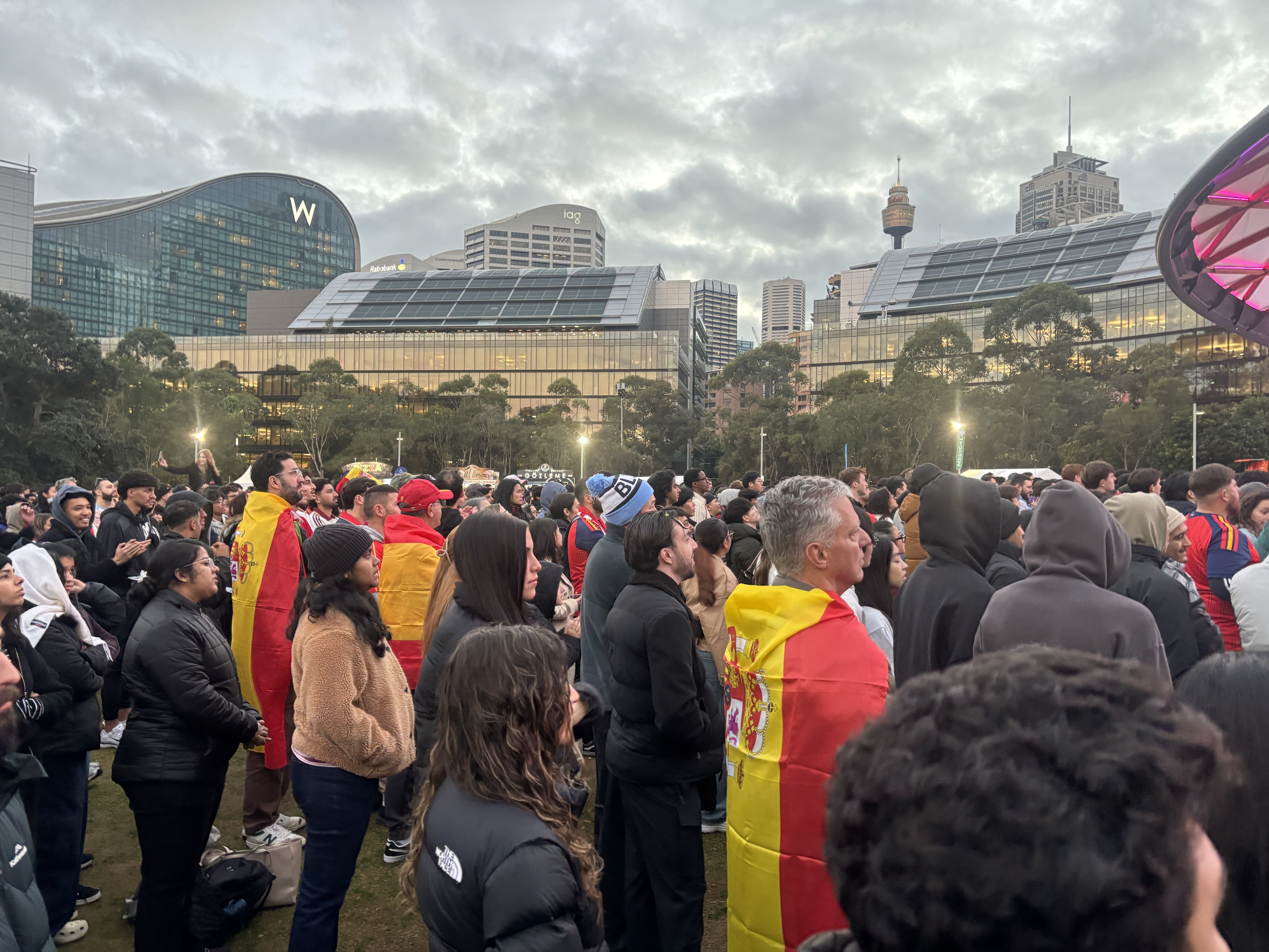 Spain supporters in Sydney during the World Cup 2026 final