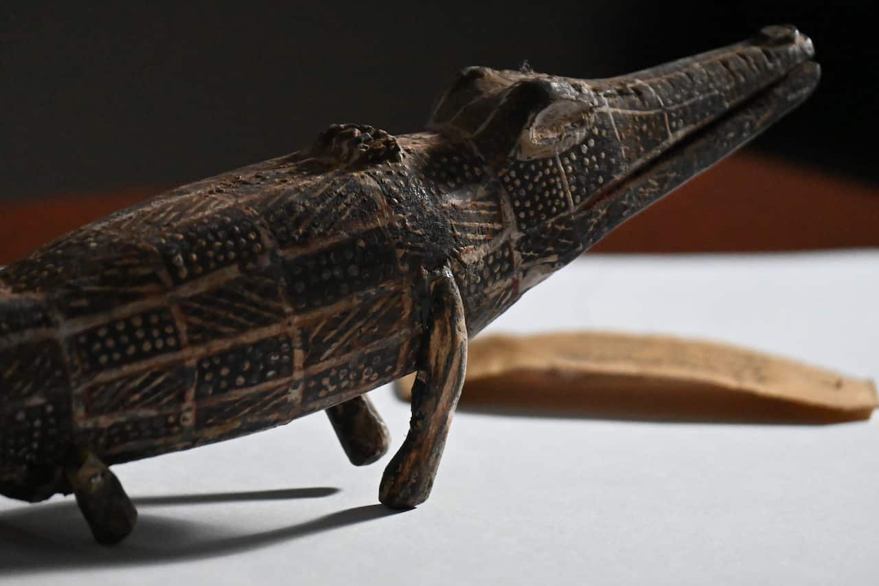 A wooden carved crocodile