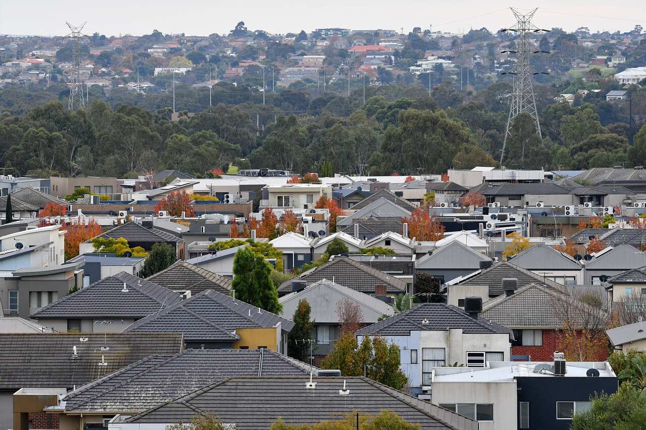 Aerial view of houses in a suburb