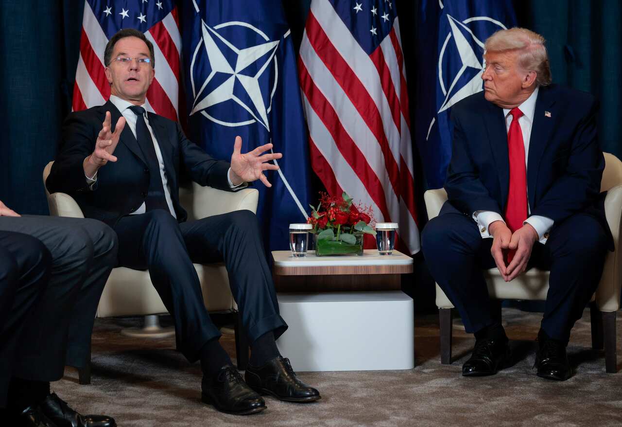 U.S. President Trump Attends World Economic Forum In Davos and sits next to NATO secretary general Mark Rutte