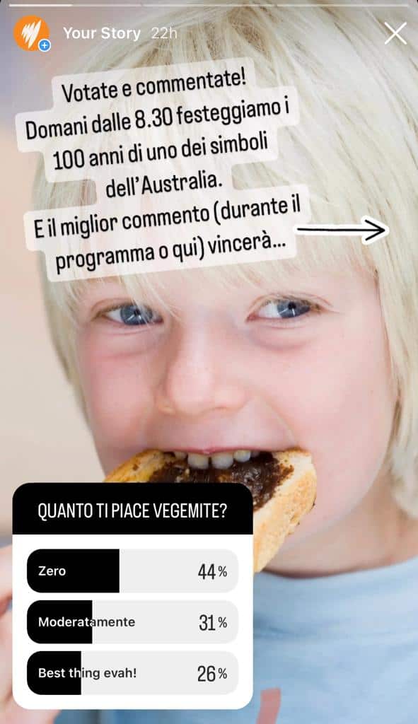 Screenshot from Instagram story