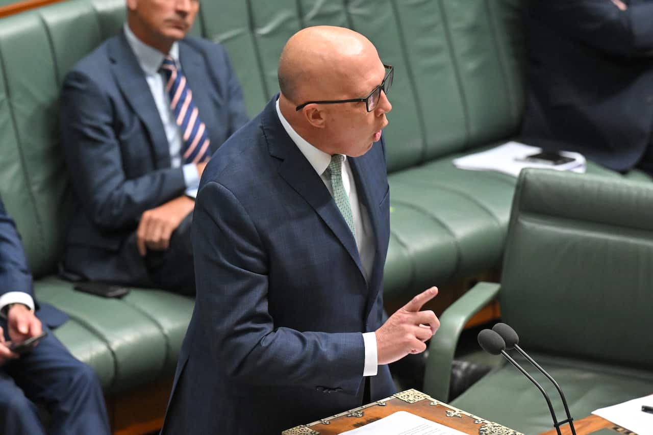Peter Dutton speaks in parliament.