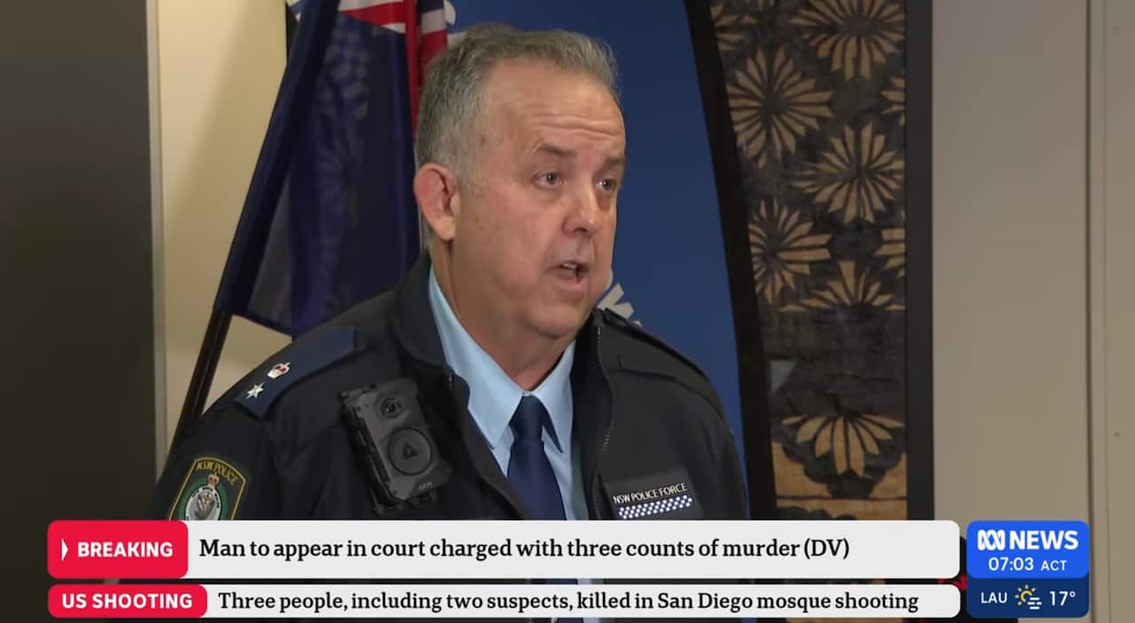 Screen grab of a police officer speaking at a press conference