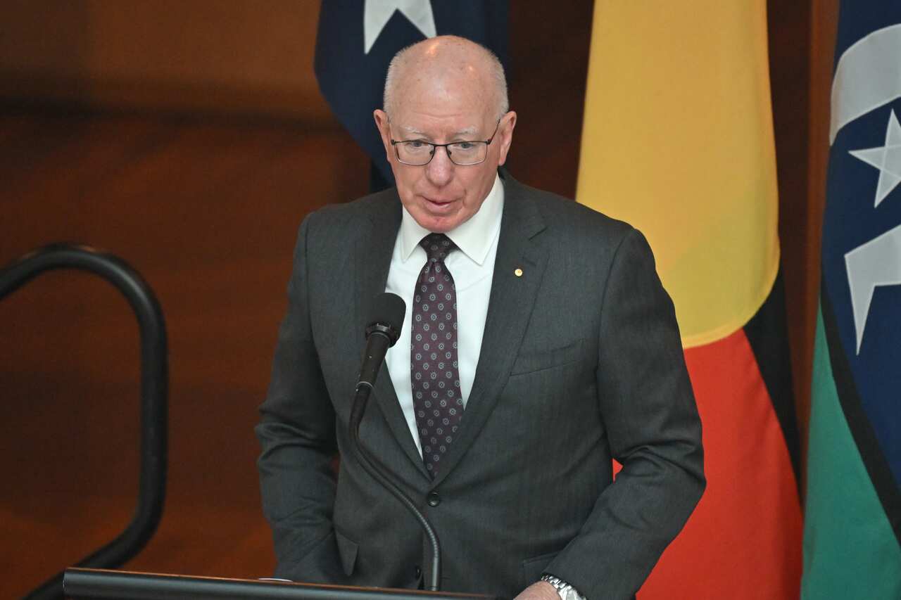 Governor-General David Hurley speaking at Parliament House