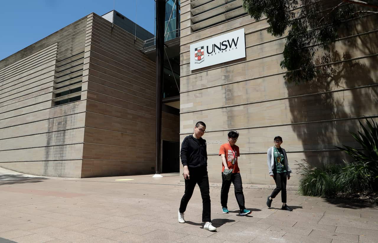 Students walk around the University of New South Wales campus in Sydney, Australia.