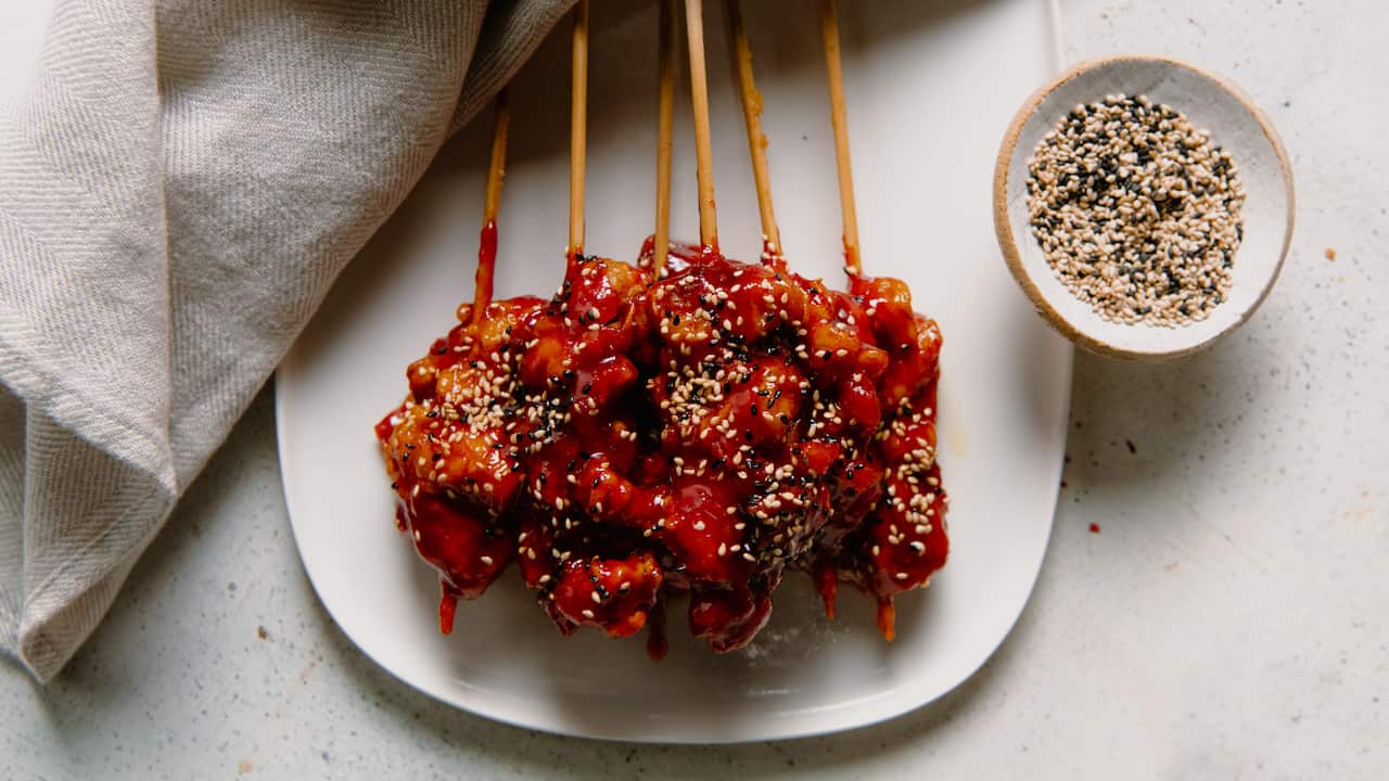 Korean fried chicken skewer