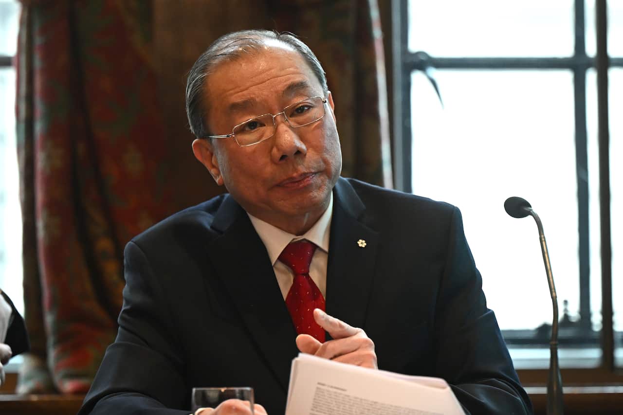 Dr Shoo Lee speaks during a press conference. 