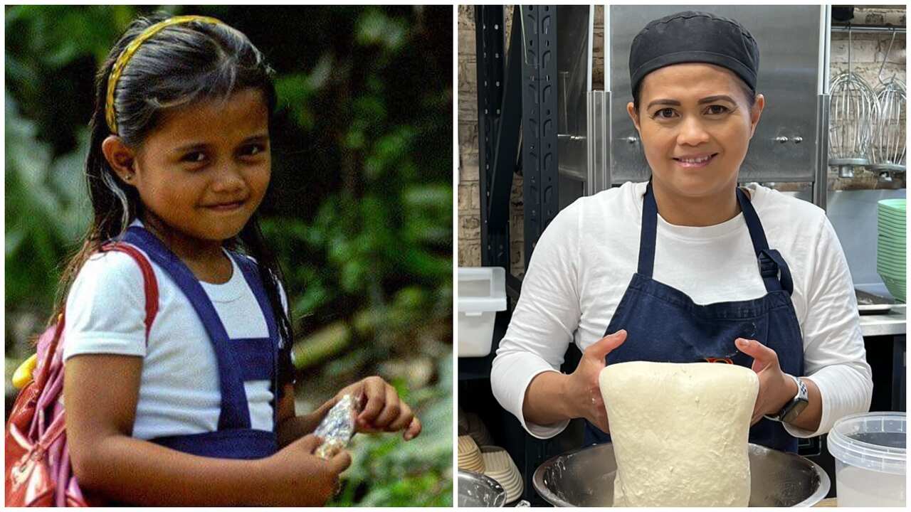 The young Jerrymay (left photo) as a student in the Philippines; The now baker and mum-of-two (right photo) who's proud of where she came from and what she has achieved.