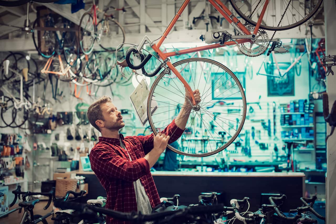 Customer shops for bike