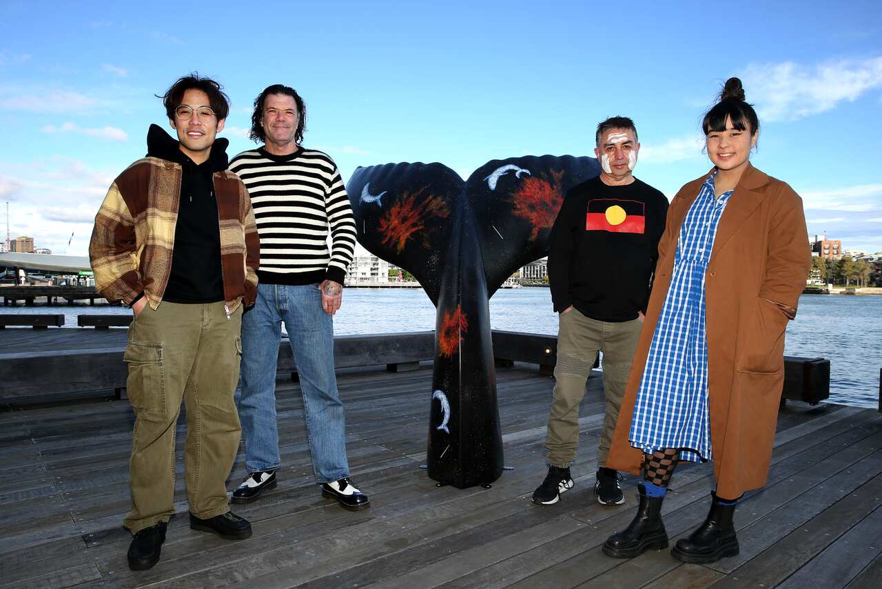 Four participating artists in the Whale Tales exhibition