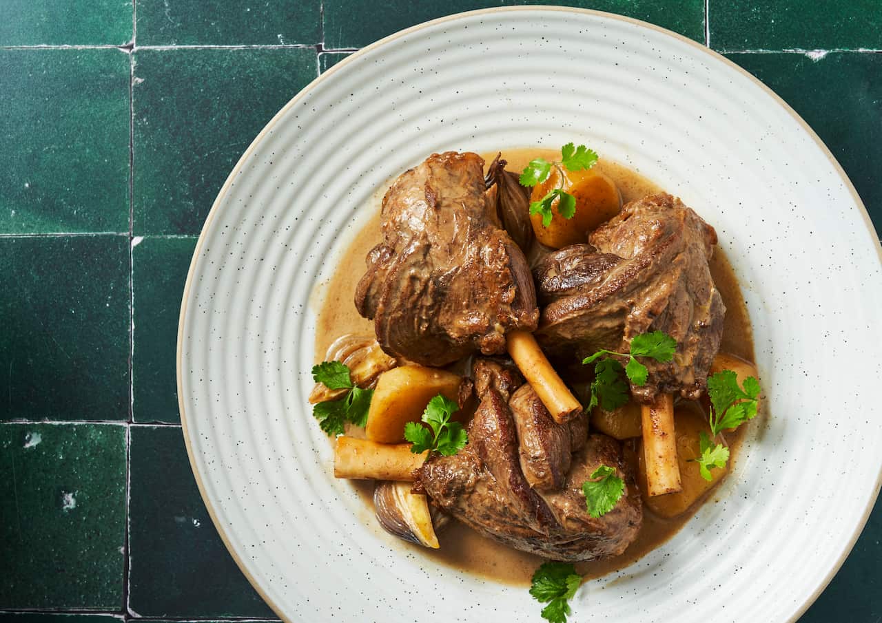 Slow-roasted Massaman lamb shanks