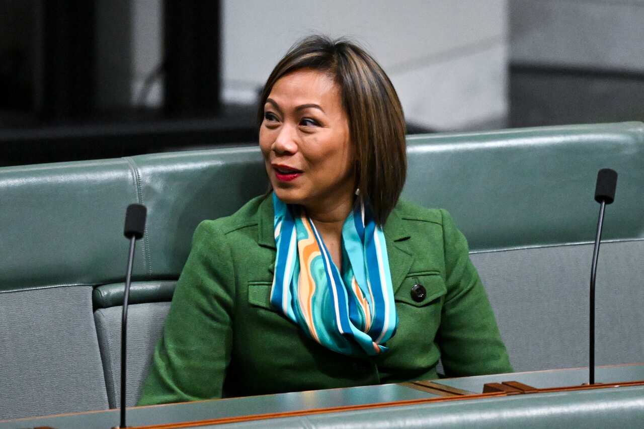Dai Le speaking while seated in the House of Representatives.