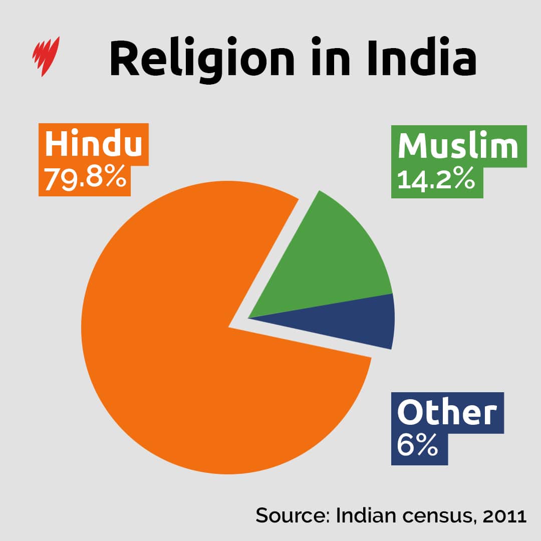 Graphic showing breakdown of India by religion.