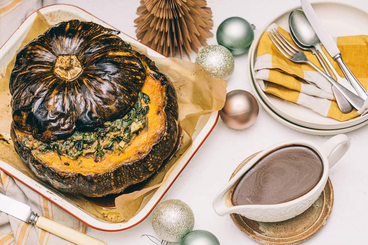 Stuffed Whole Pumpkin with Gravy