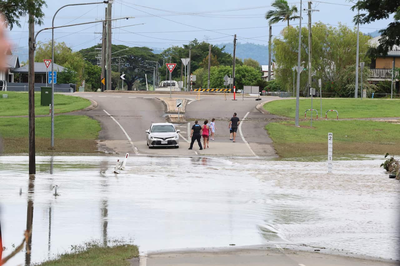 A flooded street after torrential downpours.