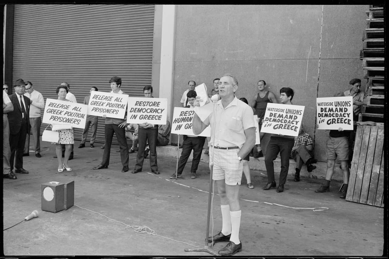 From "The Tribune" (Communist Party of Australia newspaper) collection of negatives and photographic prints featuring Communist activists, prominent individuals, social issues and demonstrations (1964-1991)