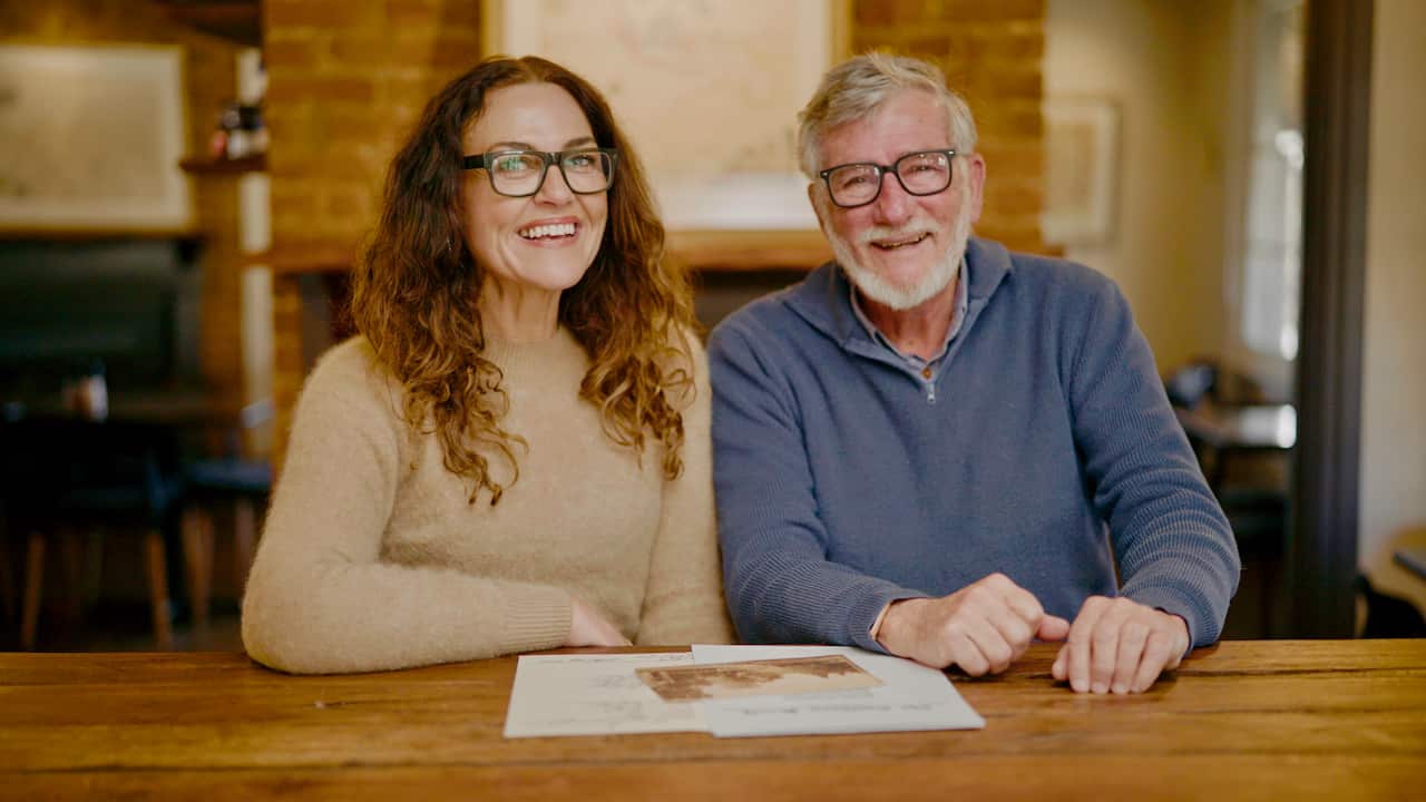 Chrissie Swan with Peter Smith, President of the Braidwood Historical Society in Braidwood, New South Wales.