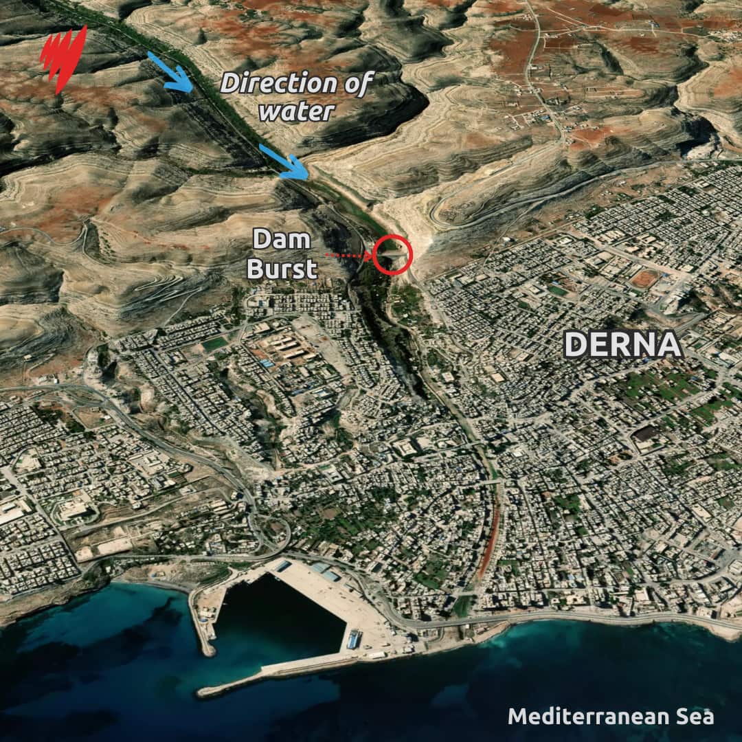 A map of Libya floods