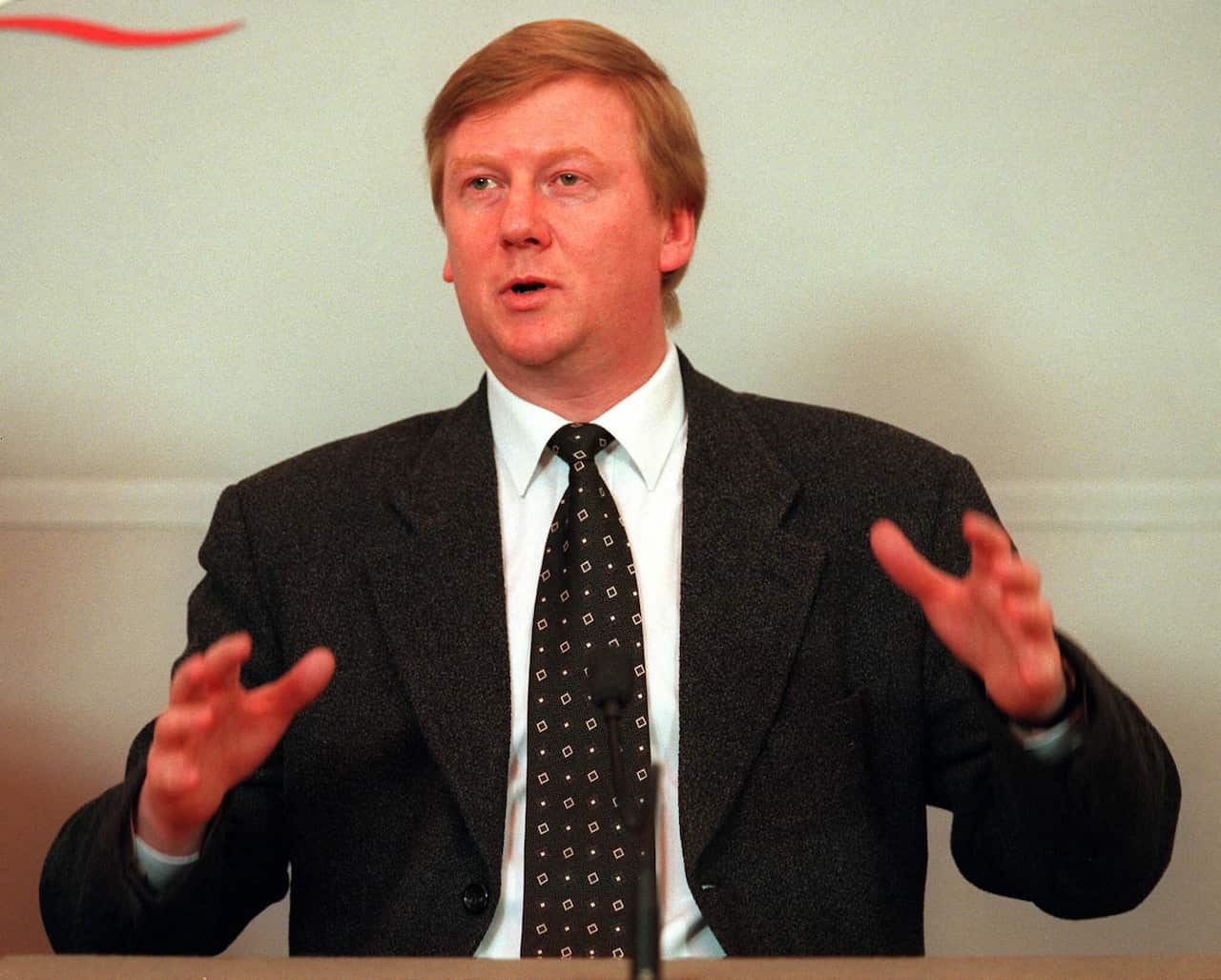 A file photo of Anatoly Chubais during a press conference in Moscow on 23 March 1998.