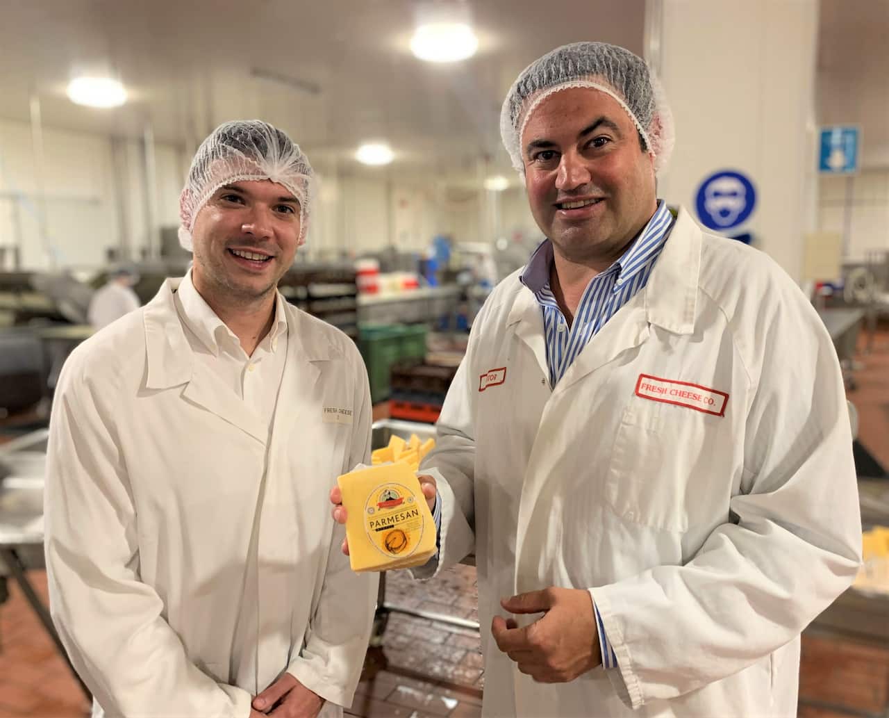 Austrade's Paul Kenna (left) with Provedore Group's Fernando Machado 