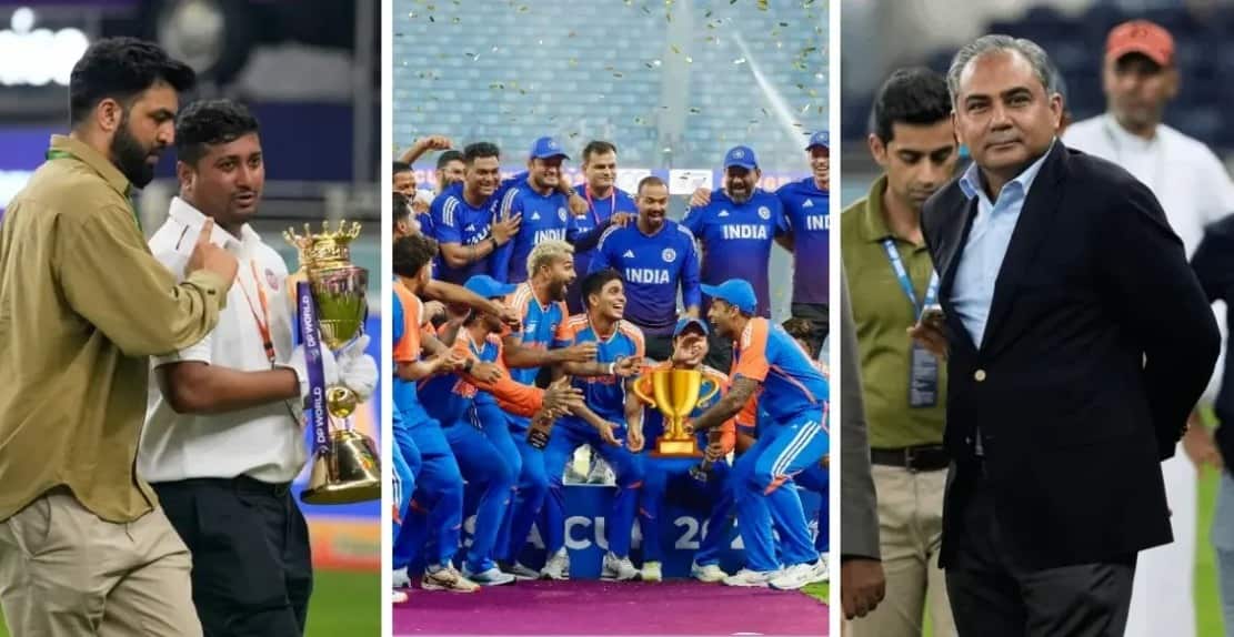 The Indian team refused to accept the trophy from Asian Cricket Council (ACC) chief Mohsin Naqvi, who is also the chief of Pakistan Cricket Board (PCB)