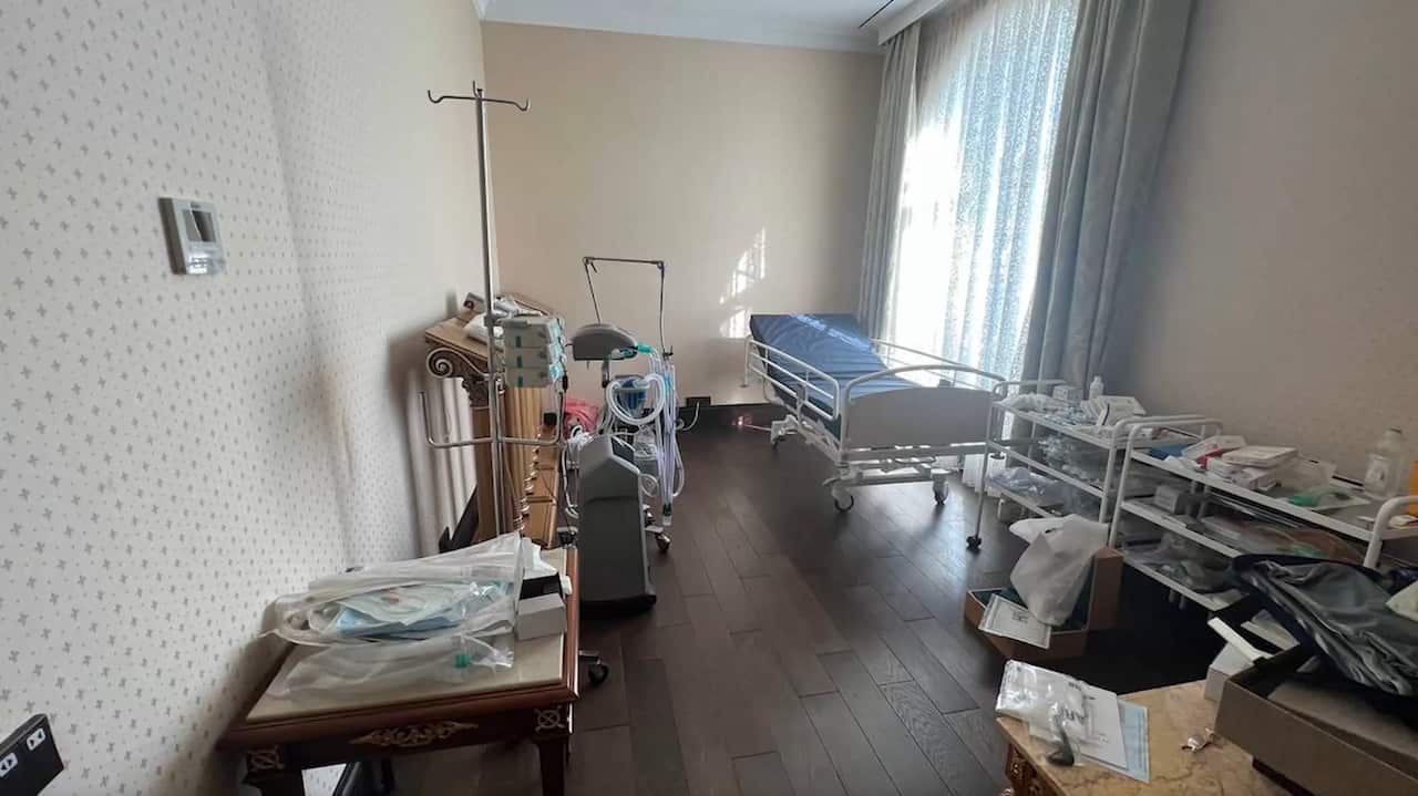 Medical equipment in a room at a house.