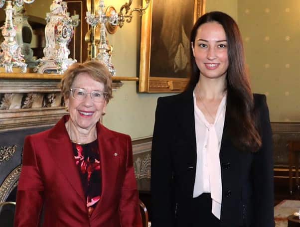 The Honorary Consul of Ukraine in Sydney Ms  Kateryna Argyrou with Her Excellency the Honourable Margaret Beazley AC KC, the Governor of New South Wales..jpg