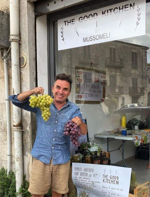 Danny McCubbin outside his community food project in Mussomeli called The Good Kitchen.