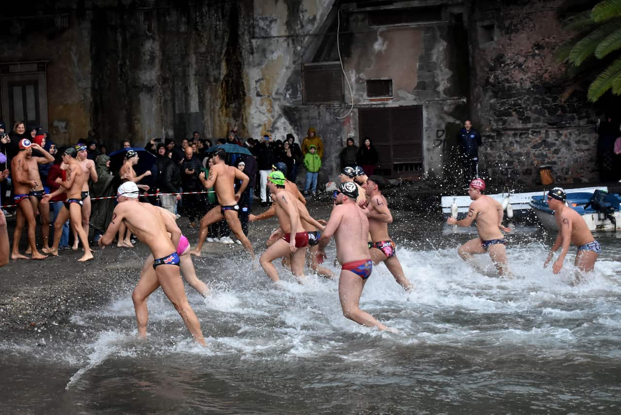 New Year's Eve traditional swimming competition in Catania