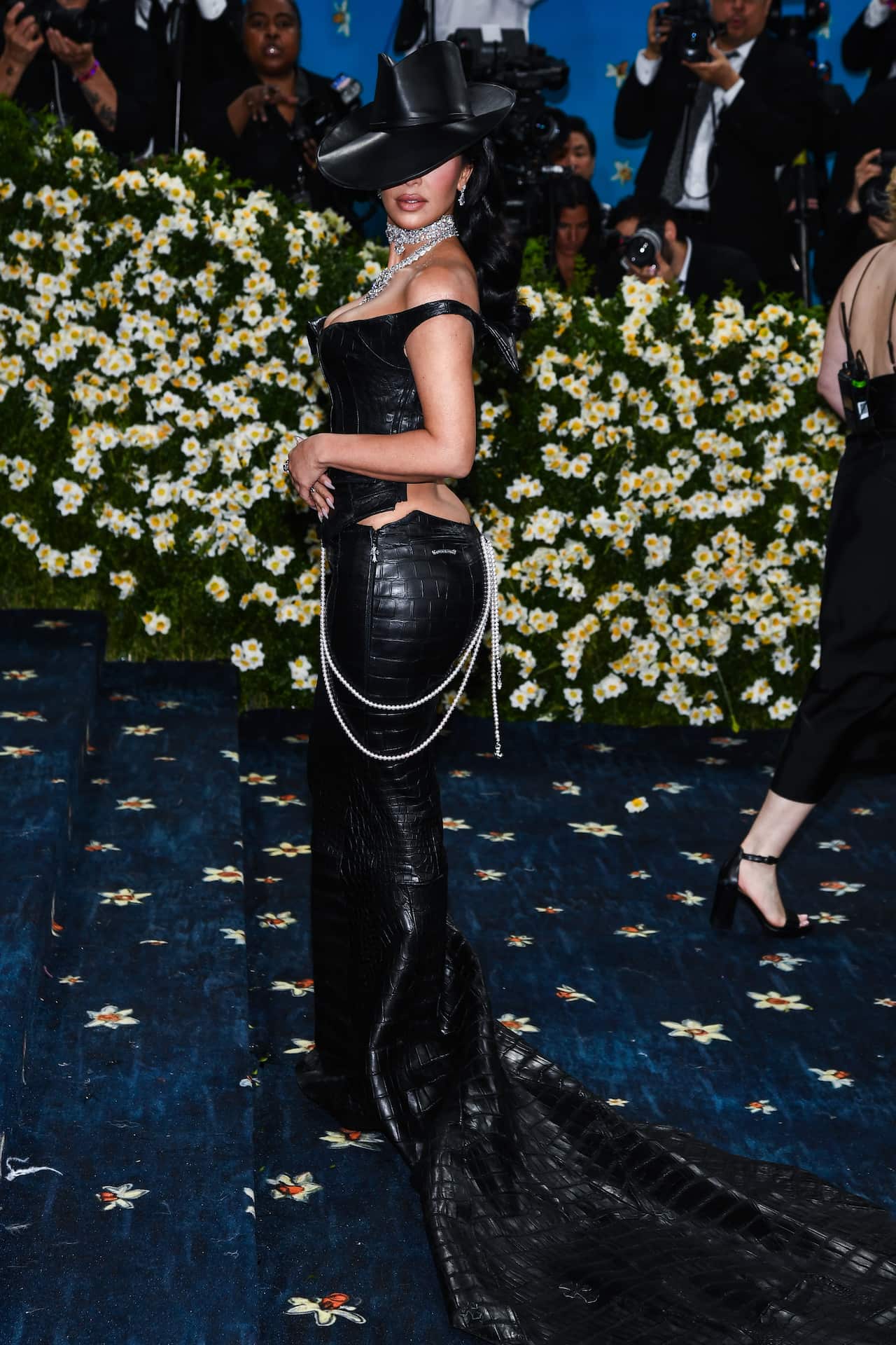 Kim Kardashian walking on the red carpet at the Met Gala