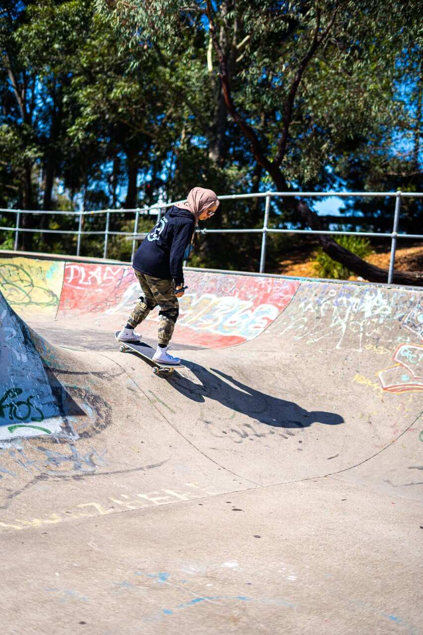 Mya Arifin at a skate park