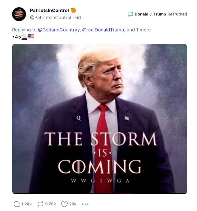 Donal Trump social media post