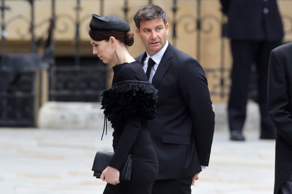 Prime Minister of New Zealand Jacinda Ardern and Clarke Gayford are seen arriving at Westminster Abbey for The State Funeral of Queen Elizabeth II.
