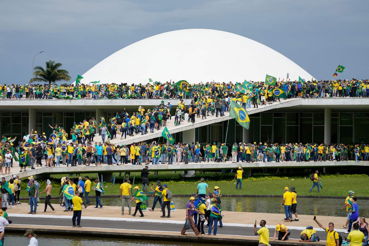 Protesters storming Brazil's congress