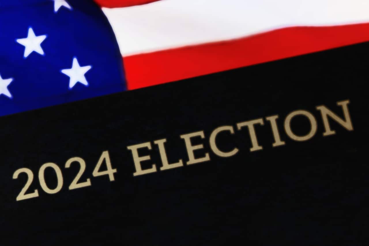 2024 Election, USA flag in background