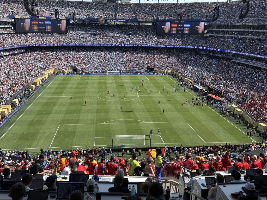 Photo from the World Cup final in 2026 taken from a seat in the stands.