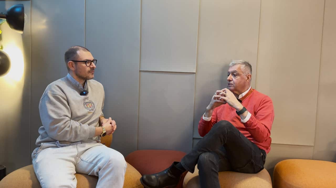 Author Dmetri Kakmi at Melbourne's SBS studios 