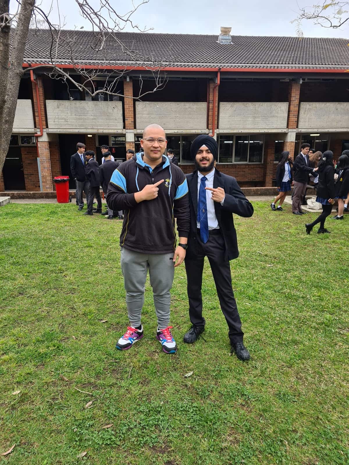 Gurveer Singh with his Maths teacher