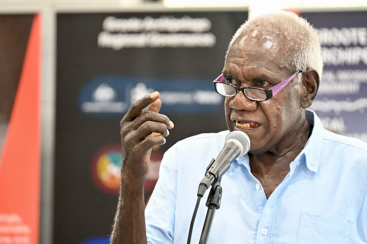 Anindilyakwa Land Council Chairman Tony Wurramarrba tells audiences the law should reflect the two worlds that Aboriginal people live in