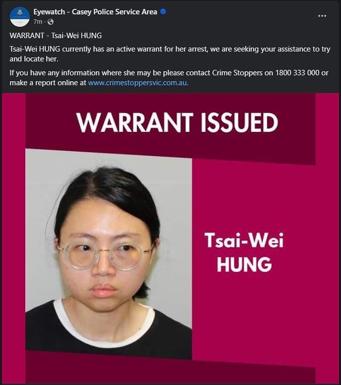 Tsai-wei Hung warrant