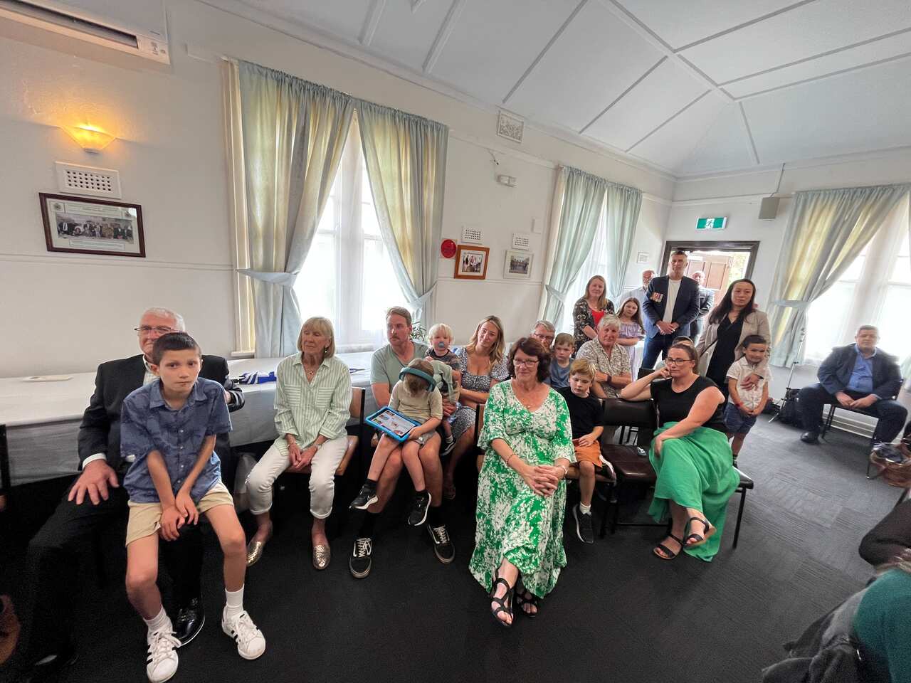 Late Australian veteran Kevin Byrne's extended family at the Hellenic RSL, Melbourne, November 2023 