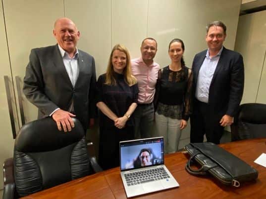 Photo with representatives from SEC Newgate, the company we selected to work with.jpg