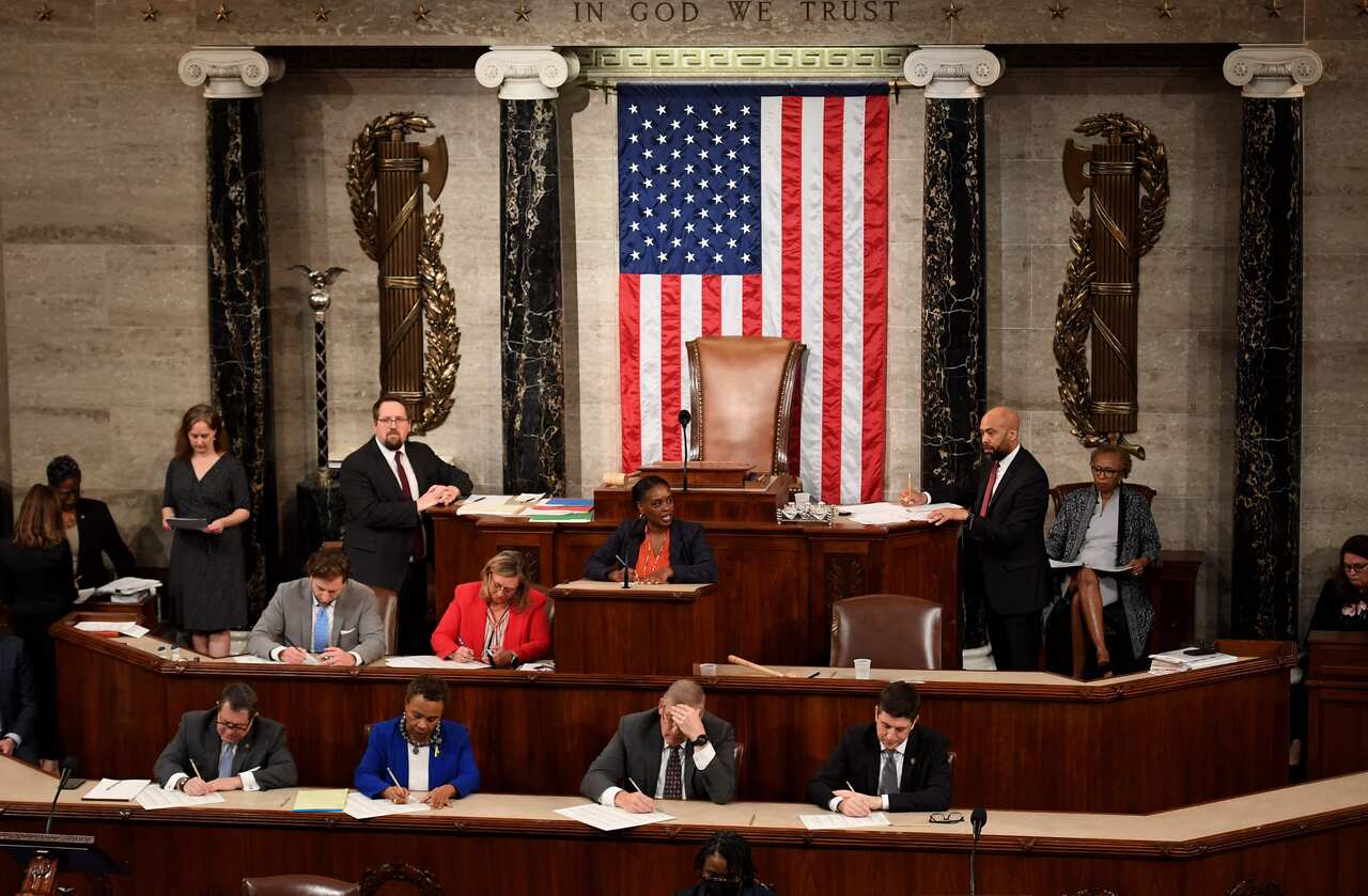 The seat of the US House Speaker standing empty.